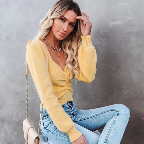 Vici Mustard Knit Top - Picture 3 of 7